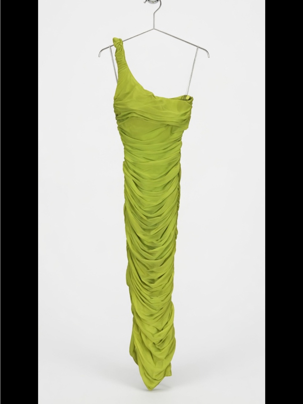 House of CB Lime Green Strapless Ruched Midi Dress - Picture 6 of 7